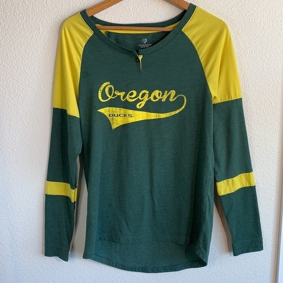 Oregon Ducks Henley Long Sleeve Raglan Tee Women’s Size Large - Picture 4 of 11